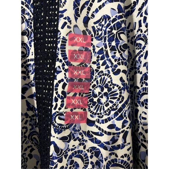 Jones New York Women’s Size XXL Long Sleeve Blouse Blue Crochet Detail NWT - Picture 5 of 9